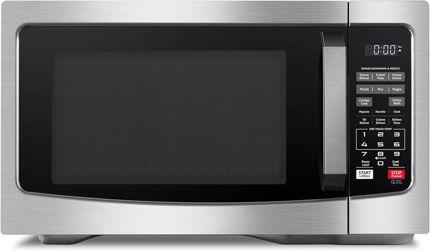 Air Fryer Combo 8-in-1 Countertop Microwave Oven, with Convection, Broil, Odor Removal Mode, 12.4" Position Memory Turntable, Child-Lock, 1.0 Cu.ft, Black Stainless Steel