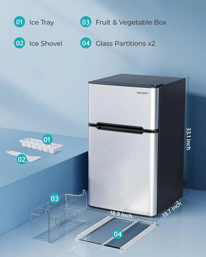 3.2 Cu.Ft Mini Fridge with Freezer – 2-Door Compact Refrigerator for Bedroom, Dorm, Office or Apartment, Silver3.2 Cu.Ft Mini Fridge with Freezer – 2-Door Compact Refrigerator for Bedroom, Dorm, Office or Apartment, Silver