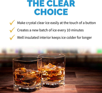 Clear Ice Cube Maker Machine 40 lbs. of Ice in 24 Hours, Portable Design in Stainless Steel