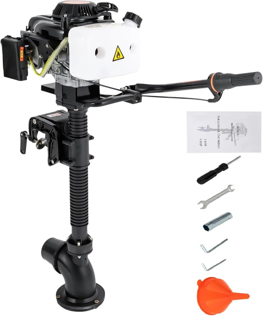 4 Stroke Outboard Motor, 4HP Heavy Duty Fishing Boat Engine with Wind Cooling CDI System, 55CC Jet Pump Boat Engine for Fishing Boats, Rubber Boats, 4hp Outboard Motor