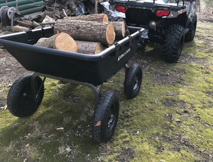 Heavy Duty Poly Utility Dump Wagon Garden Cart w/Pneumatic Tires, 6 Cu Ft - 1200 lb Capacity Outdoor Wheelbarrow for Yard, Landscaping & Gardening, Lawn Tractor or ATV Towable-Gorilla Carts