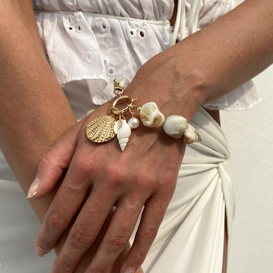 Women's Shell Flower Charm Jewelry Pearl Coastal Style Accessory