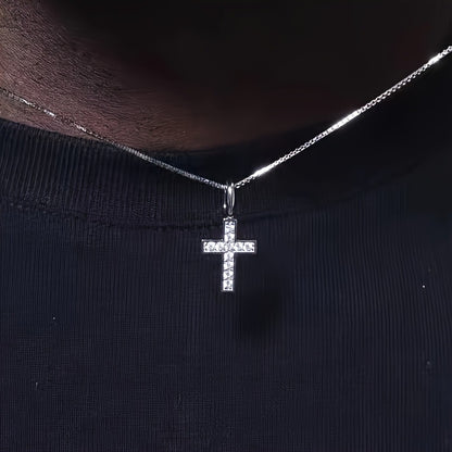 Men's Cross Pendant Necklace Titanium Steel Box Chain Necklace