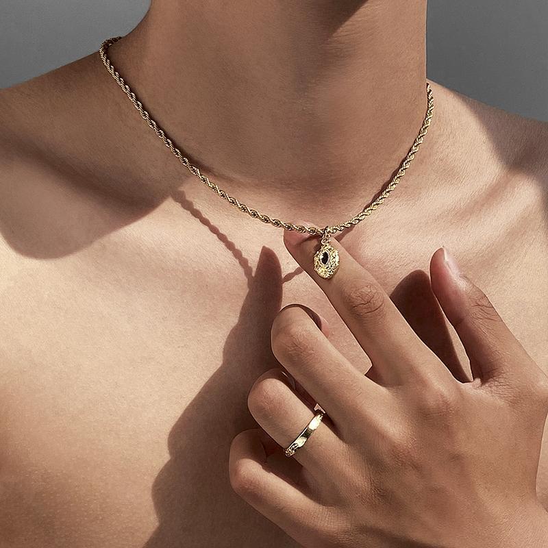 Men's Vintage Pendant Necklace Titanium Steel Rope Chain Necklace