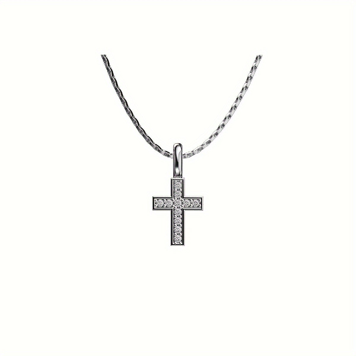 Men's Cross Pendant Necklace Titanium Steel Box Chain Necklace