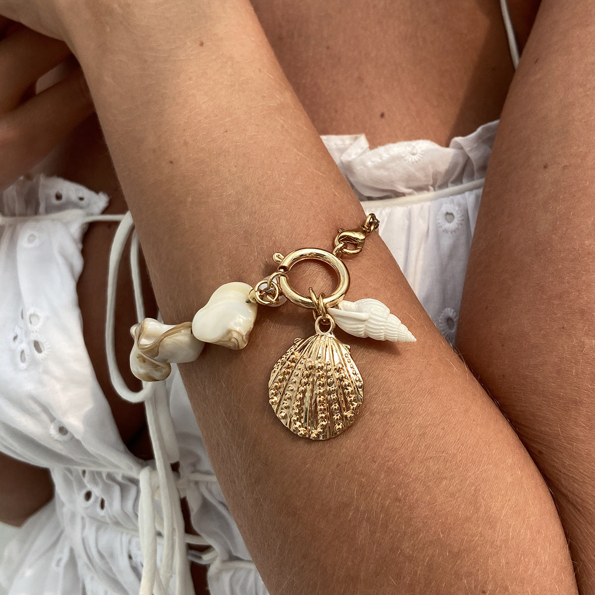Women's Shell Flower Charm Jewelry Pearl Coastal Style Accessory
