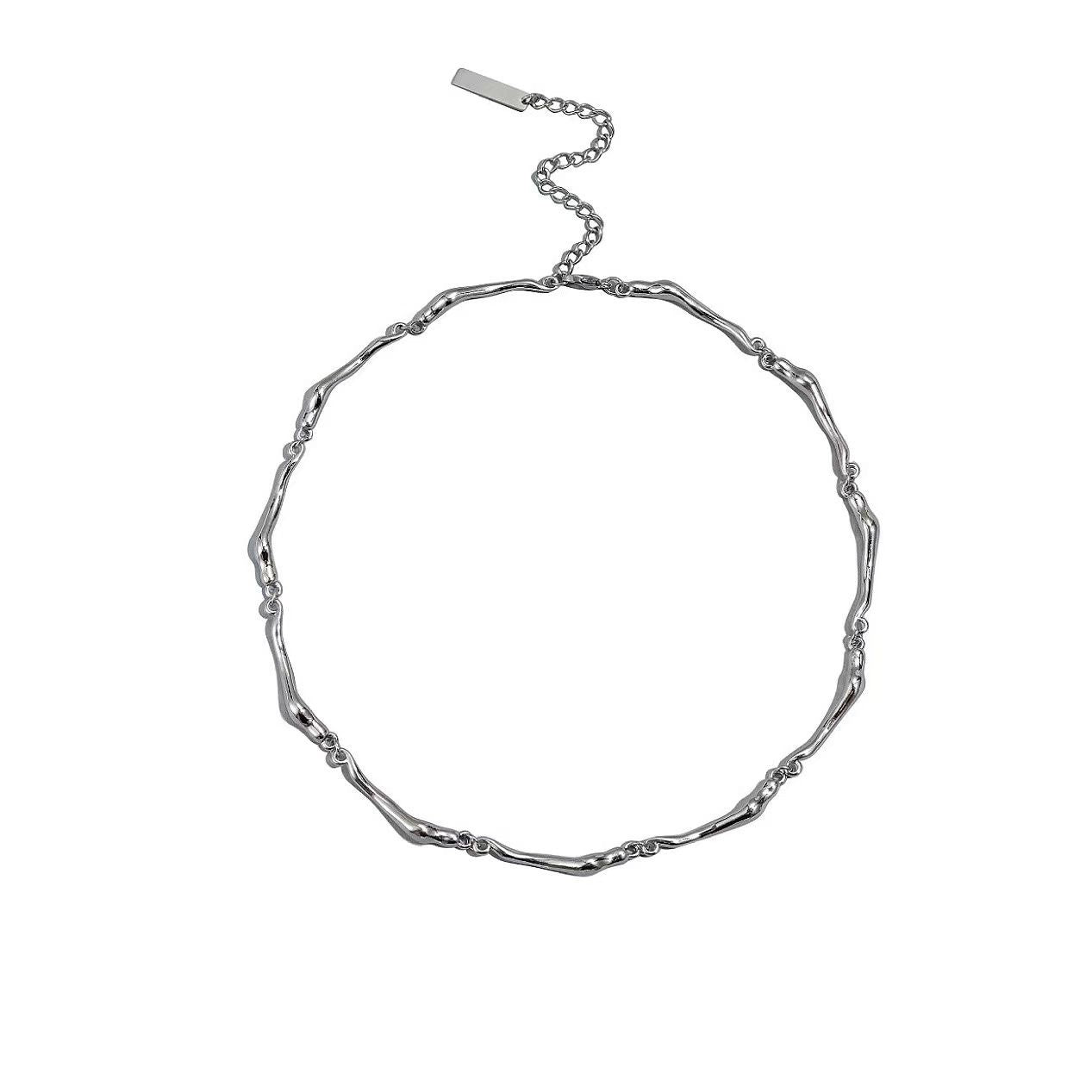 Men's Irregular Metal Necklace Silver Alloy Choker Necklace