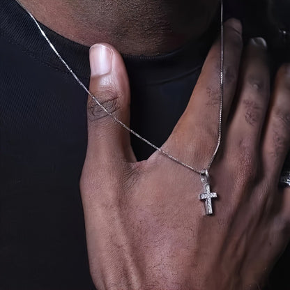 Men's Cross Pendant Necklace Titanium Steel Box Chain Necklace