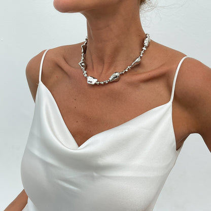 European And American Cross-Border Irregular Beaded Choker Collar Clavicle Chain For Women Simple Ins Star Cross Tassel Necklace