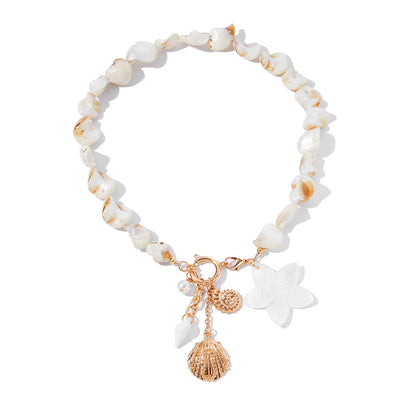 Women's Shell Flower Charm Jewelry Pearl Coastal Style Accessory