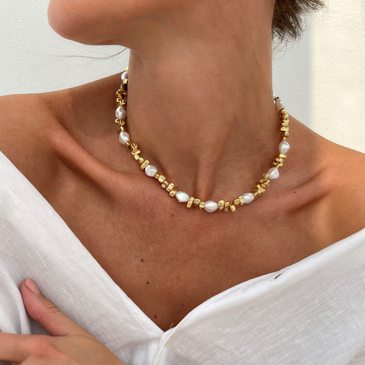 European And American Cross-Border Irregular Beaded Choker Collar Clavicle Chain For Women Simple Ins Star Cross Tassel Necklace