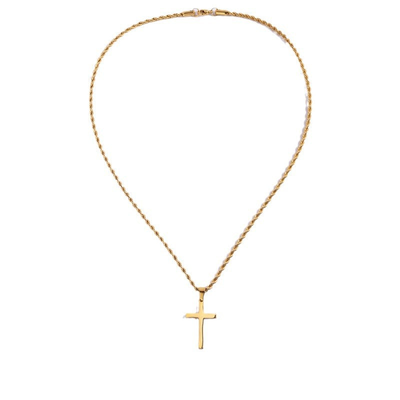 Cross Pendant Necklace Titanium Steel Rope Chain Necklace