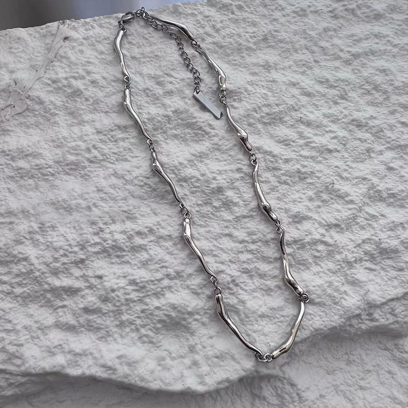 Men's Irregular Metal Necklace Silver Alloy Choker Necklace