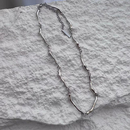 Men's Irregular Metal Necklace Silver Alloy Choker Necklace