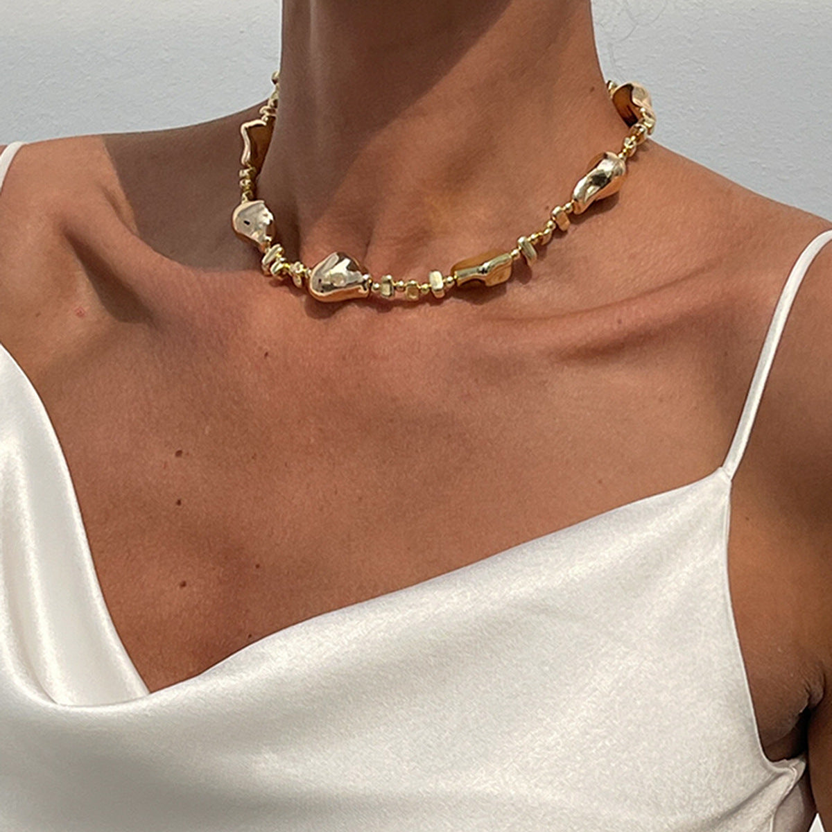 European And American Cross-Border Irregular Beaded Choker Collar Clavicle Chain For Women Simple Ins Star Cross Tassel Necklace
