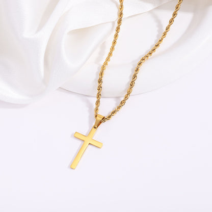 Cross Pendant Necklace Titanium Steel Rope Chain Necklace