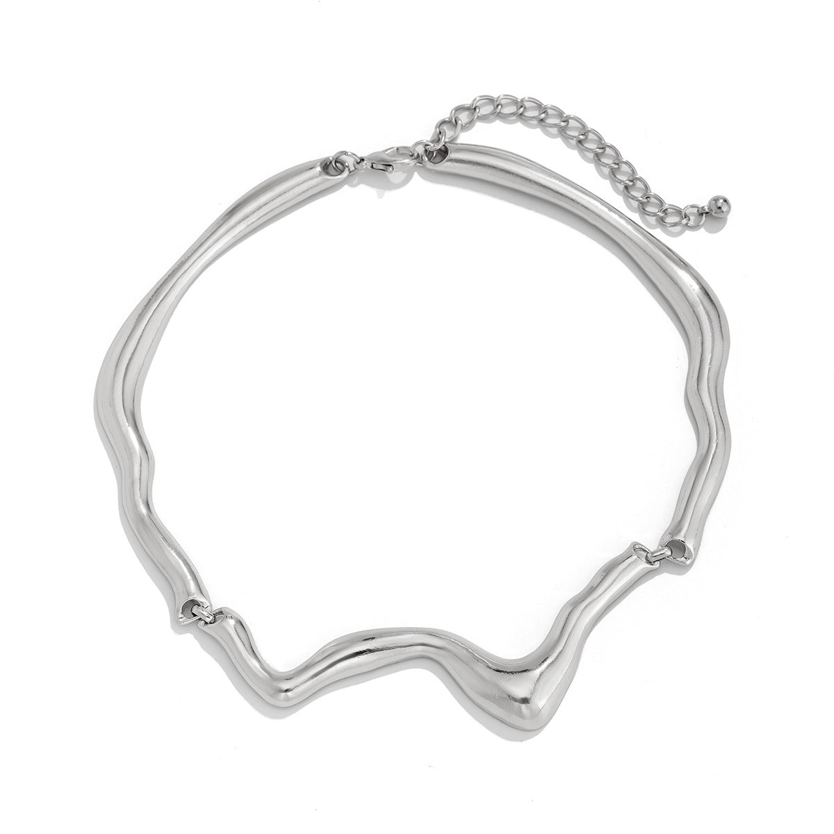 Irregular Wave Metal Necklace Alloy Choker Necklace