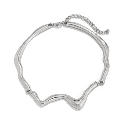 Irregular Wave Metal Necklace Alloy Choker Necklace