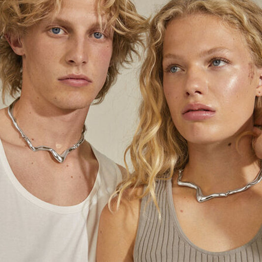 Irregular Wave Metal Necklace Alloy Choker Necklace