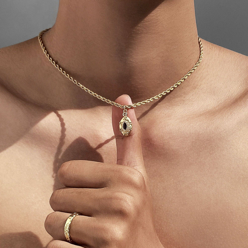 Men's Vintage Pendant Necklace Titanium Steel Rope Chain Necklace