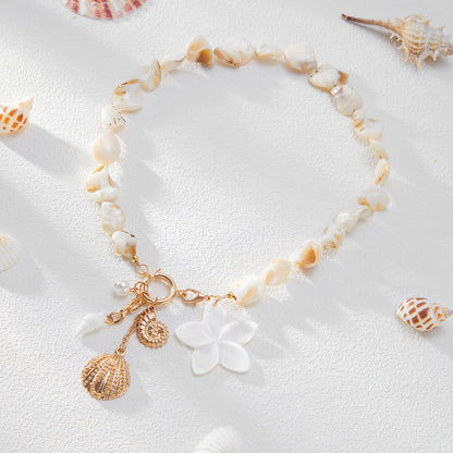 Women's Shell Flower Charm Jewelry Pearl Coastal Style Accessory