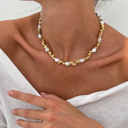 European And American Cross-Border Irregular Beaded Choker Collar Clavicle Chain For Women Simple Ins Star Cross Tassel Necklace