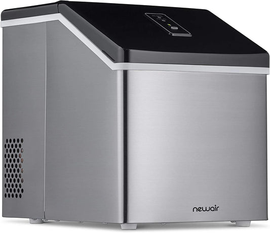 Clear Ice Cube Maker Machine 40 lbs. of Ice in 24 Hours, Portable Design in Stainless Steel